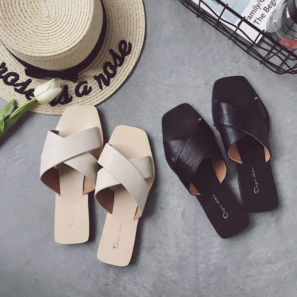 slippers cross sandals female 2021 summer wear wild casual comfortable flat bottom large size ladies zapatos de mujer, Black
slippers cross sandals female 2021 summer wear wild casual comfortable flat bottom large size ladies zapatos de mujer, Black