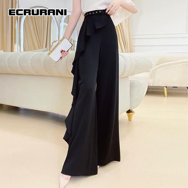 women's pants & capris ecrurani black patchwork ruffle trim full length pant for women high waist solid wide leg female 2021 fashion cl, Black;white
women's pants & capris ecrurani black patchwork ruffle trim full length pant for women high waist solid wide leg female 2021 fashion cl, Black;white