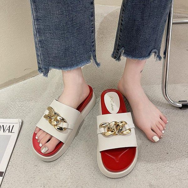 slippers color-blocking thick-soled metal decoration ladies beach shoes summer casual fashion non-slip wear-resistant outer wear, Black
slippers color-blocking thick-soled metal decoration ladies beach shoes summer casual fashion non-slip wear-resistant outer wear, Black