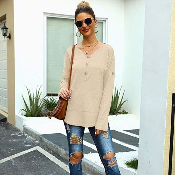 women's blouses & shirts casual solid big pocket design womens and long sleeve loose women v-neck buttons woman 2021#g30, White
women's blouses & shirts casual solid big pocket design womens and long sleeve loose women v-neck buttons woman 2021#g30, White