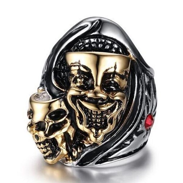 cluster rings men's vintage gothic big and small clown biker band punk knight ring jewelry, Golden;silver
cluster rings men's vintage gothic big and small clown biker band punk knight ring jewelry, Golden;silver