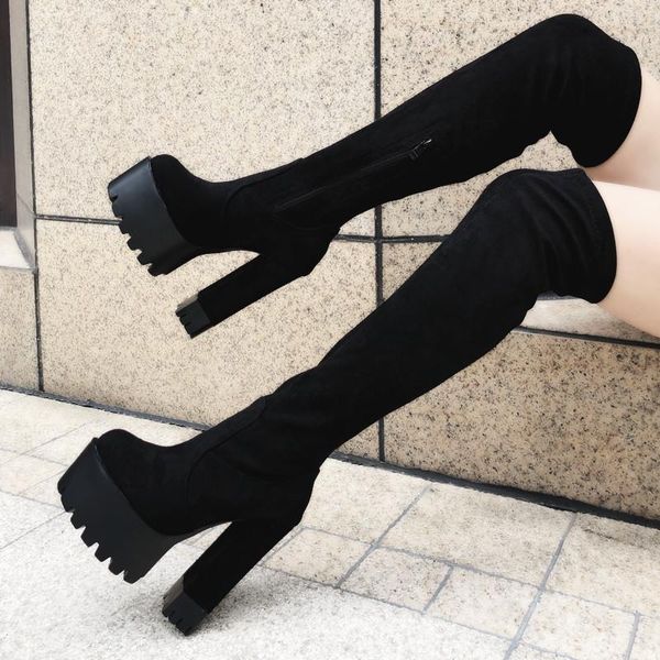 14cm super high heels over-the-knee boots winter long flock square heel stovepipe stretch tube womens, Black
14cm super high heels over-the-knee boots winter long flock square heel stovepipe stretch tube womens, Black