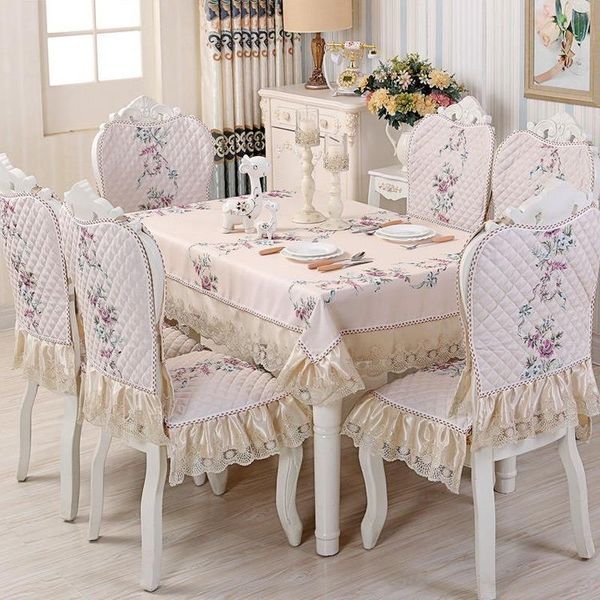 table cloth european-style dining chair cover cushion with lace embroidered 
table cloth european-style dining chair cover cushion with lace embroidered