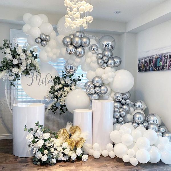 125pcs white silver metallic balloons garland arch kit 4d ball baby shower wedding decoration background wall party plies
125pcs white silver metallic balloons garland arch kit 4d ball baby shower wedding decoration background wall party plies