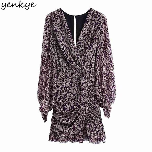 vintage floral print draped dress women cross v neck long sleeve bodycon mini female summer chiffon vestido 210514, Black;gray
vintage floral print draped dress women cross v neck long sleeve bodycon mini female summer chiffon vestido 210514, Black;gray