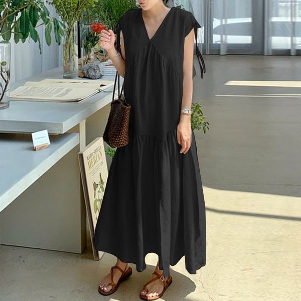 women's blouses & shirts fashion solid lace up dress vestidos 2021 summer maxi zanzea cotton linen v neck robe party holiday belte, White
women's blouses & shirts fashion solid lace up dress vestidos 2021 summer maxi zanzea cotton linen v neck robe party holiday belte, White