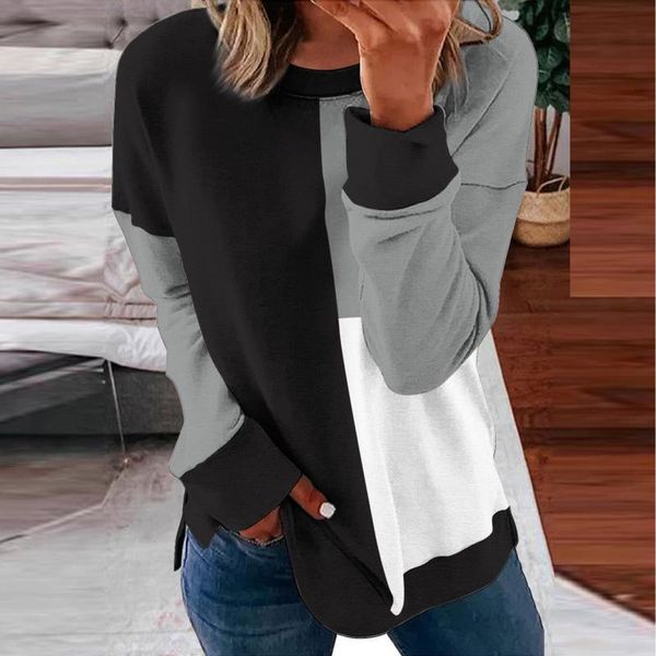 women's blouses & shirts woman's geometry stitching contrast color print long sleeve blouse pullover oversize 2021 autumn pullove, White
women's blouses & shirts woman's geometry stitching contrast color print long sleeve blouse pullover oversize 2021 autumn pullove, White