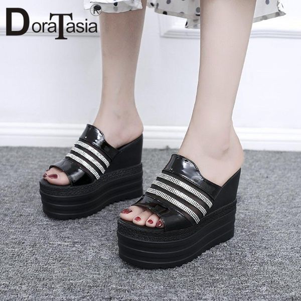 slippers doratasia ins fashion super high wedges slides platform summer women shining rhinestone decorating shoes woman, Black
slippers doratasia ins fashion super high wedges slides platform summer women shining rhinestone decorating shoes woman, Black