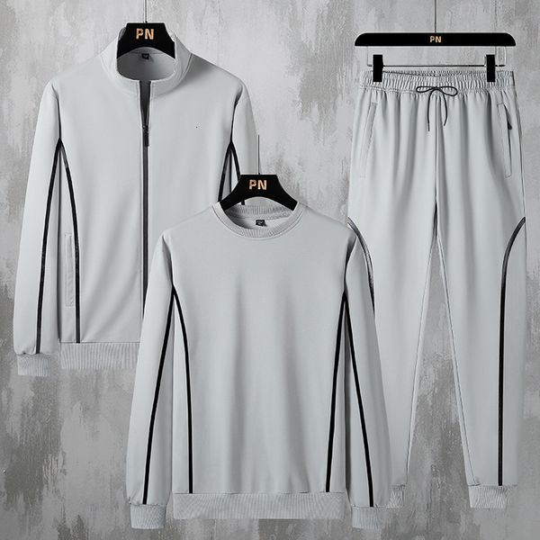 men's tracksuits outono e inverno novo masculino casual esportes calças de manga longa casaco três peças simples cor sólida confortável, Gray
men's tracksuits outono e inverno novo masculino casual esportes calças de manga longa casaco três peças simples cor sólida confortável, Gray