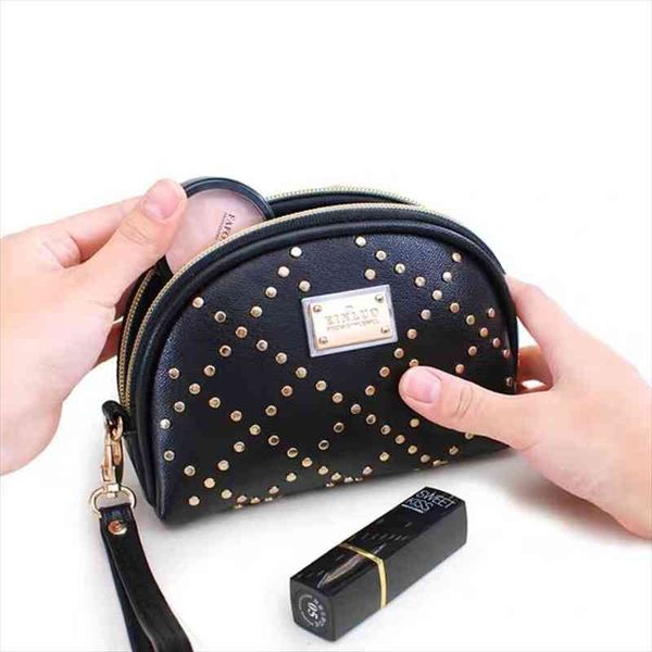 mini cosmetic fashion rivet bags shell type handbag portable make up mysterious black color
mini cosmetic fashion rivet bags shell type handbag portable make up mysterious black color