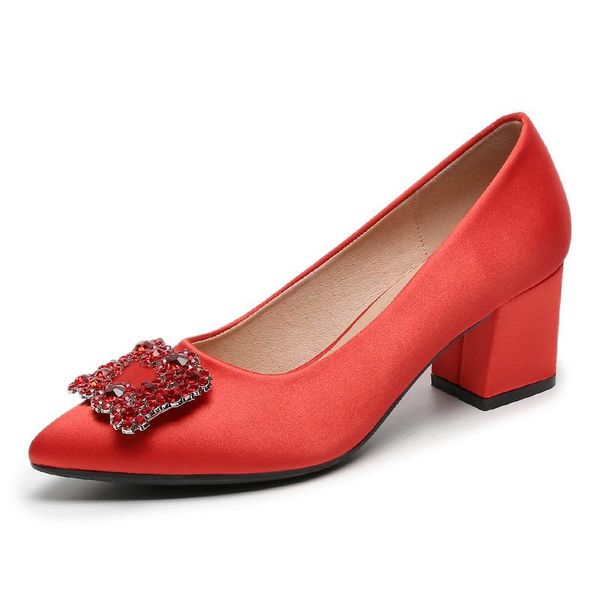 women's shoes thick-heeled rhinestone satin bridal usually wear bridesmaid red wedding dress, Black
women's shoes thick-heeled rhinestone satin bridal usually wear bridesmaid red wedding dress, Black