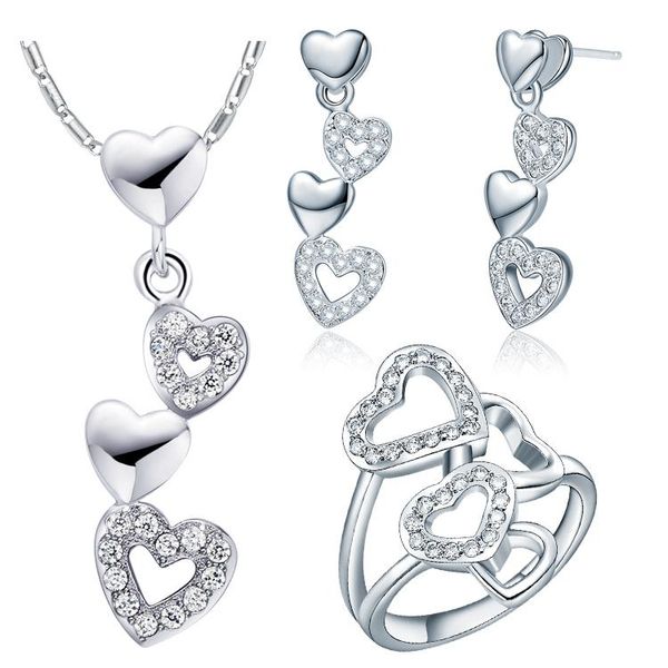 wedding jewelry sets love heart shape nice plating set for women, mosaic white crystal necklaces/earrings/ring, Slivery;golden
wedding jewelry sets love heart shape nice plating set for women, mosaic white crystal necklaces/earrings/ring, Slivery;golden