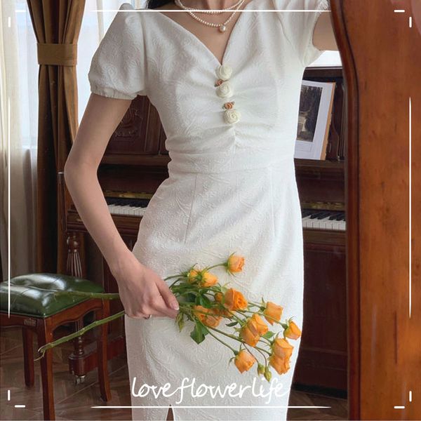v-neck white elegant dress women short sleeve slim dress female evening party dress korean summer chic 210521, Black;gray
v-neck white elegant dress women short sleeve slim dress female evening party dress korean summer chic 210521, Black;gray