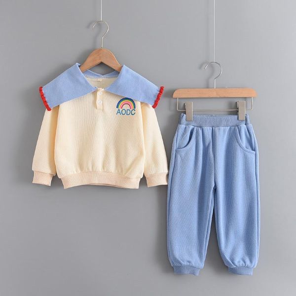 clothing sets girls lapel long sleeve baby sweater set spring and autumn korean version of children's little girl pullover fashionable, White
clothing sets girls lapel long sleeve baby sweater set spring and autumn korean version of children's little girl pullover fashionable, White