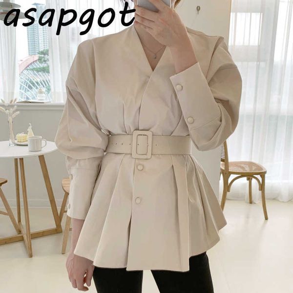 autumn simple slim cross v neck waist puff sleeve blouse women with belt retro temperament minimalism blusas mujer jacket 210610, White
autumn simple slim cross v neck waist puff sleeve blouse women with belt retro temperament minimalism blusas mujer jacket 210610, White