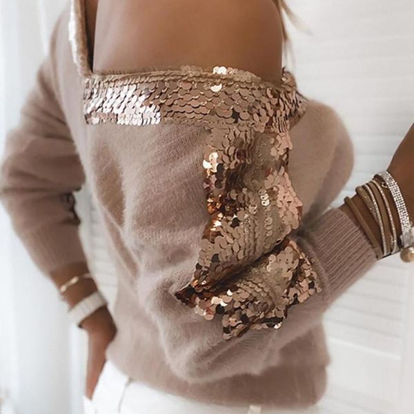 women's sweaters autumn winter women v neck long sleeve sweater sequins one shoulder jumper pullovers fashion clothing 2021, White;black
women's sweaters autumn winter women v neck long sleeve sweater sequins one shoulder jumper pullovers fashion clothing 2021, White;black