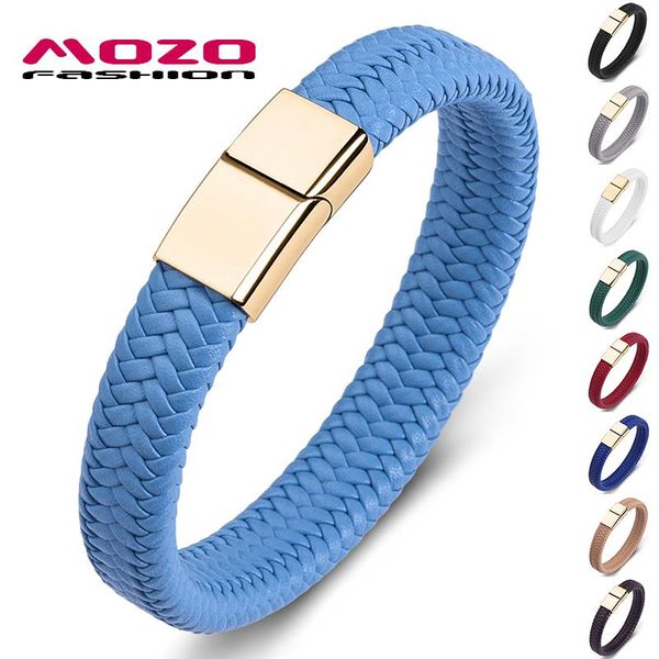fashion punk men jewelry blue braided leather bracelet gold stainless steel magnetic clasp women bangles charm bracelets, Golden;silver
fashion punk men jewelry blue braided leather bracelet gold stainless steel magnetic clasp women bangles charm bracelets, Golden;silver