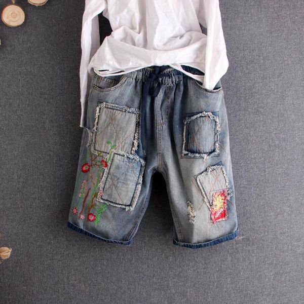 women's jeans 2021 summer plus size knee length ripped embroidery pattern elastic waist boyfriend demin for women streetwear pants, Blue
women's jeans 2021 summer plus size knee length ripped embroidery pattern elastic waist boyfriend demin for women streetwear pants, Blue