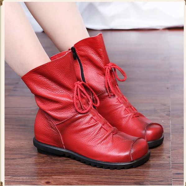 boots 2021 vintage style genuine leather women flat booties soft cowhide women's shoes front zip ankle, Black
boots 2021 vintage style genuine leather women flat booties soft cowhide women's shoes front zip ankle, Black