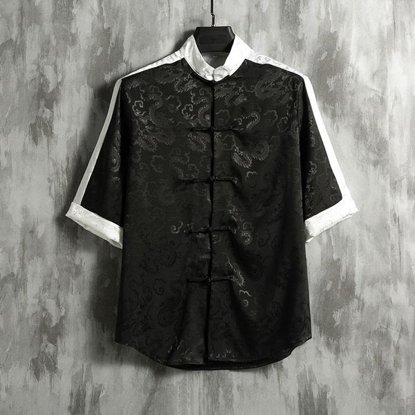 summer 2021 new chinese style men's coil button coat silk loose large jacquard shirt trend top, White;black
summer 2021 new chinese style men's coil button coat silk loose large jacquard shirt trend top, White;black