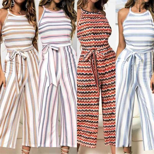 summer fashion color stripe print sleeveless wide-leg jumpsuit off shoulder with belt rompers overalls for women 210517, Black;white
summer fashion color stripe print sleeveless wide-leg jumpsuit off shoulder with belt rompers overalls for women 210517, Black;white