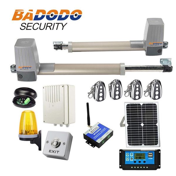 solar powered gate opener full kit for dual arms swing gates 600kgs con panel controller lamp sensor gsm keypad optional fingerprint access
solar powered gate opener full kit for dual arms swing gates 600kgs con panel controller lamp sensor gsm keypad optional fingerprint access