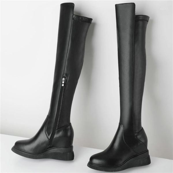 boots fashion sneakers women stretchy genuine leather over the knee high motorcycle female wedges heel platform pumps shoes1, Black
boots fashion sneakers women stretchy genuine leather over the knee high motorcycle female wedges heel platform pumps shoes1, Black
