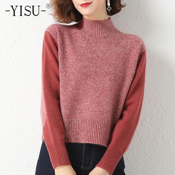 women winter sweater half turtleneck jumper warm stitching color casual all-match fashion knitted pullover women's sweaters, White;black
women winter sweater half turtleneck jumper warm stitching color casual all-match fashion knitted pullover women's sweaters, White;black