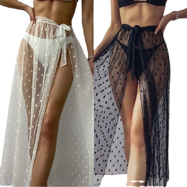 women's swimwear 2021 black wave point strappy long skirt dot mesh hoodie cover up beach woman dress bathing suit ups, White;black
women's swimwear 2021 black wave point strappy long skirt dot mesh hoodie cover up beach woman dress bathing suit ups, White;black