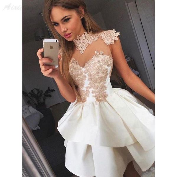 party dresses 2021 cute cocktail illusion tulle high neck cap sleeves champange appliques short junior homecoming gowns 028, White;black
party dresses 2021 cute cocktail illusion tulle high neck cap sleeves champange appliques short junior homecoming gowns 028, White;black
