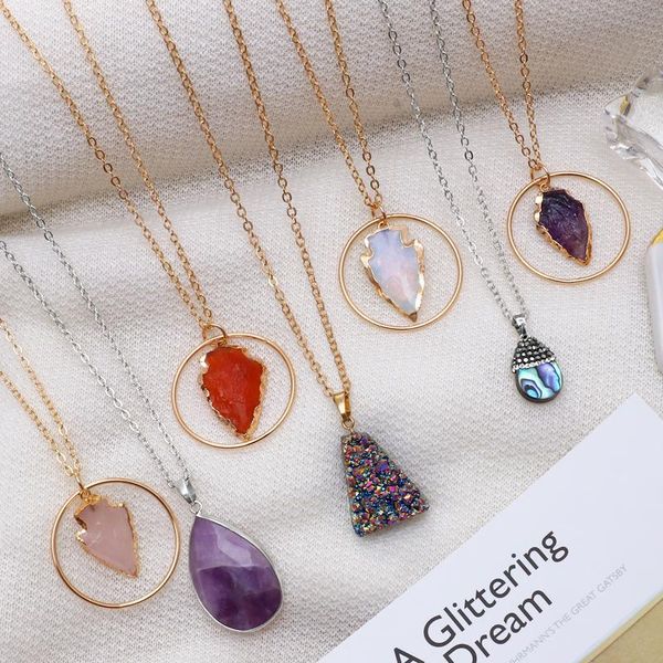 Gold Silver Color Necklace Natural Stone Pendant Jewelry Luxury Women Statement Chokers, Golden;silver
Gold Silver Color Necklace Natural Stone Pendant Jewelry Luxury Women Statement Chokers, Golden;silver