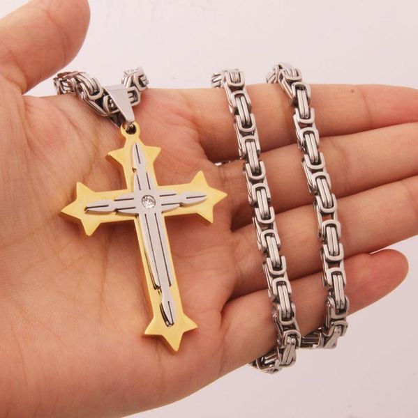 pendant necklaces stainless steel multilayer cross christ jesus crucifix necklace with 5mm byzantine chain cool jewelr, Silver
pendant necklaces stainless steel multilayer cross christ jesus crucifix necklace with 5mm byzantine chain cool jewelr, Silver