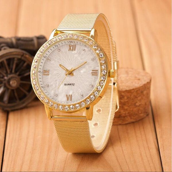 wristwatches classy women ladies crystal roman numerals gold mesh band wrist watch f610, Slivery;brown
wristwatches classy women ladies crystal roman numerals gold mesh band wrist watch f610, Slivery;brown