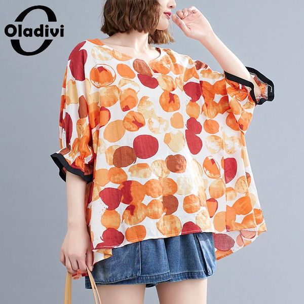 women's blouses & shirts oladivi fashion print batwing sleeve oversized women clothes casual loose short 2022 summer blusa 9738, White
women's blouses & shirts oladivi fashion print batwing sleeve oversized women clothes casual loose short 2022 summer blusa 9738, White