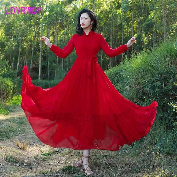 ldyrwqy spring and summer art retro red chiffon dress desert vacation swing zipper office lady 210603, Black;gray
ldyrwqy spring and summer art retro red chiffon dress desert vacation swing zipper office lady 210603, Black;gray