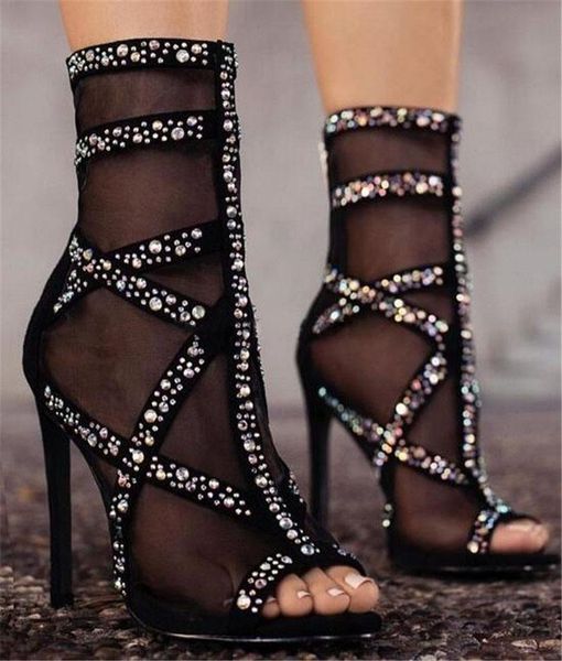 boots bling black mesh rhinestone stiletto heel short peep toe lace crystal straps cross high charming ankle bootie
boots bling black mesh rhinestone stiletto heel short peep toe lace crystal straps cross high charming ankle bootie