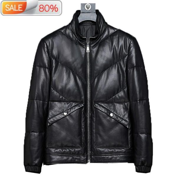 men's leather & faux genuine korean winter duck down jacket men sheepskin coat short warm blouson cuir homme lbl-7163 b21376, Black
men's leather & faux genuine korean winter duck down jacket men sheepskin coat short warm blouson cuir homme lbl-7163 b21376, Black