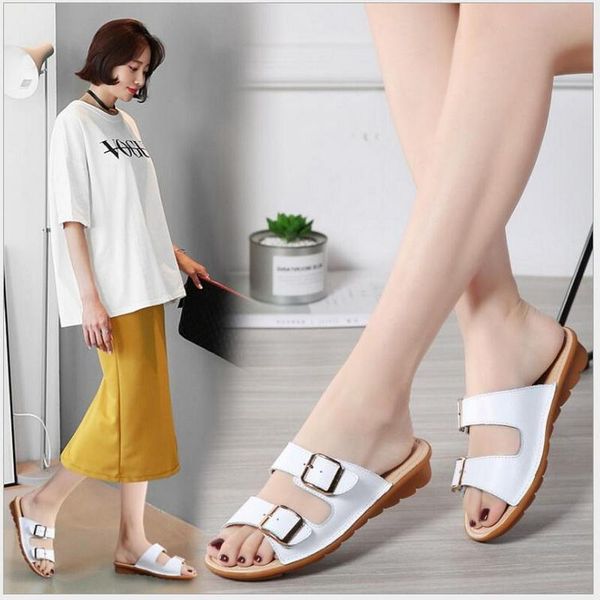 summer women flat sandals shoes buckle beach slippers round toe comfortable slides flip flops female k08, Black
summer women flat sandals shoes buckle beach slippers round toe comfortable slides flip flops female k08, Black