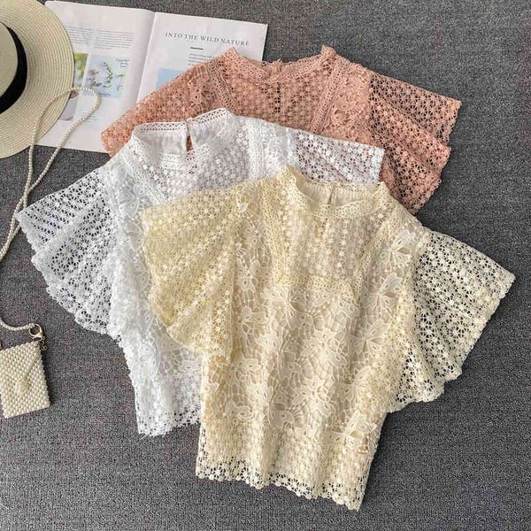summer ruffles sleeve blouse women's retro elegant hollowing out sweet lace short sleeves for women shirts blouses 210420, White
summer ruffles sleeve blouse women's retro elegant hollowing out sweet lace short sleeves for women shirts blouses 210420, White