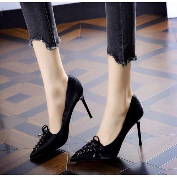 dress shoes fashion the lace up butterfly-knot high heels thin pointed toe party slip-on british style breathable 9cm, Black
dress shoes fashion the lace up butterfly-knot high heels thin pointed toe party slip-on british style breathable 9cm, Black
