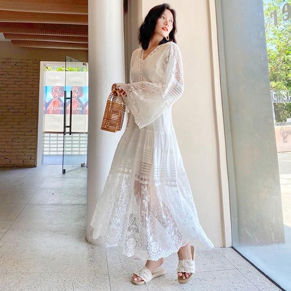casual dresses jastie white summer women's dress trumpet sleeve embroidery lace silk loose hem high waist fairy beach party prom robe, Black;gray
casual dresses jastie white summer women's dress trumpet sleeve embroidery lace silk loose hem high waist fairy beach party prom robe, Black;gray