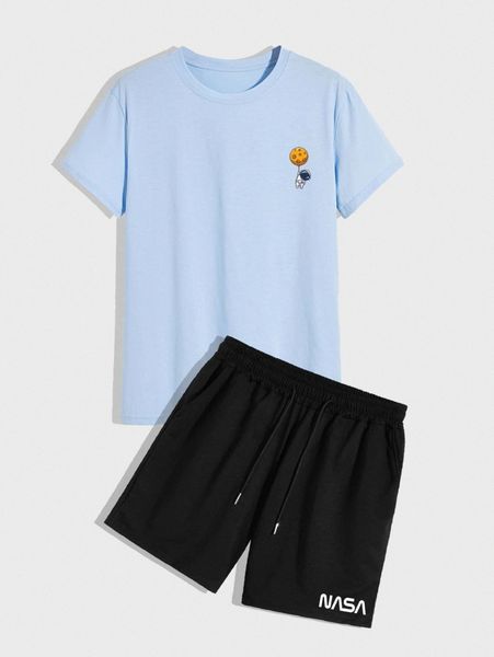 men cartoon graphic tee with track shorts m6al#, Gray
men cartoon graphic tee with track shorts m6al#, Gray