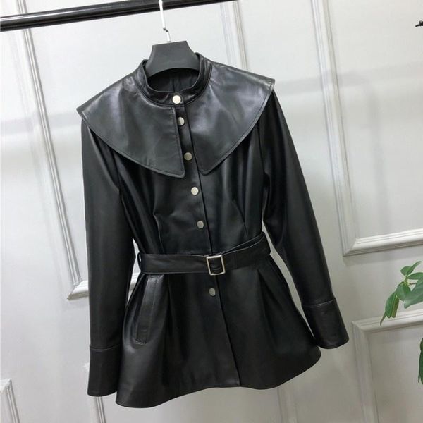 women's leather & faux women 2022 autumn genuine coat loose fit designer sashes retro biker jacket female stand collar sheepskin coats, Black
women's leather & faux women 2022 autumn genuine coat loose fit designer sashes retro biker jacket female stand collar sheepskin coats, Black