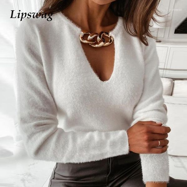 women hollow out fashion metal chain v-neck blouse shirt femme long-sleeve office ladies solid pullover streetwear1, White
women hollow out fashion metal chain v-neck blouse shirt femme long-sleeve office ladies solid pullover streetwear1, White