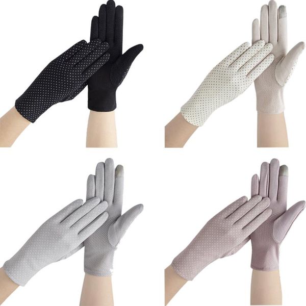 five fingers gloves summer sun protection cotton for women dot women' thin female drive creen slip-resistant, Blue;gray
five fingers gloves summer sun protection cotton for women dot women' thin female drive creen slip-resistant, Blue;gray