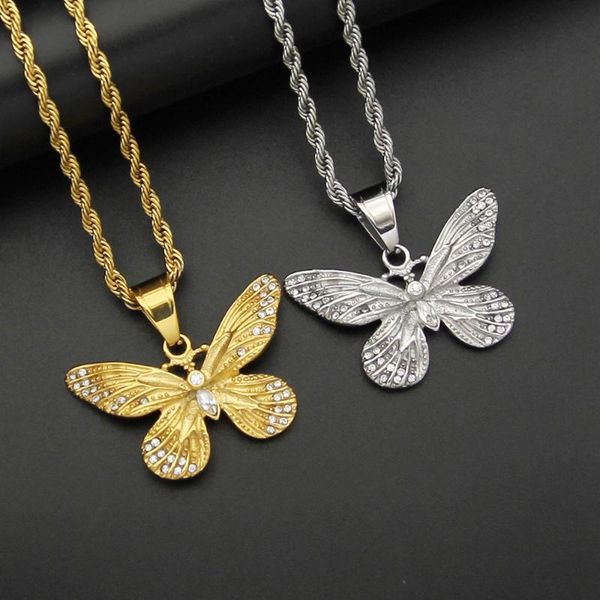 pendant necklaces hip hop iced out bling butterfly female gold color stainless steel animal necklace for women hiphop jewelry, Silver
pendant necklaces hip hop iced out bling butterfly female gold color stainless steel animal necklace for women hiphop jewelry, Silver