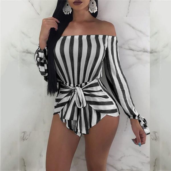 women off the shoulder striped one word collar long sleeve rompers jumpsuit casual bohemian short summer 2021 s18 women's jumpsuits &, Black;white
women off the shoulder striped one word collar long sleeve rompers jumpsuit casual bohemian short summer 2021 s18 women's jumpsuits &, Black;white