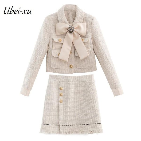 women's two piece pants 2021 autumn& winter women two-piece sweet bow collar vintage high-waisted fashion coats skirt sets, White
women's two piece pants 2021 autumn& winter women two-piece sweet bow collar vintage high-waisted fashion coats skirt sets, White