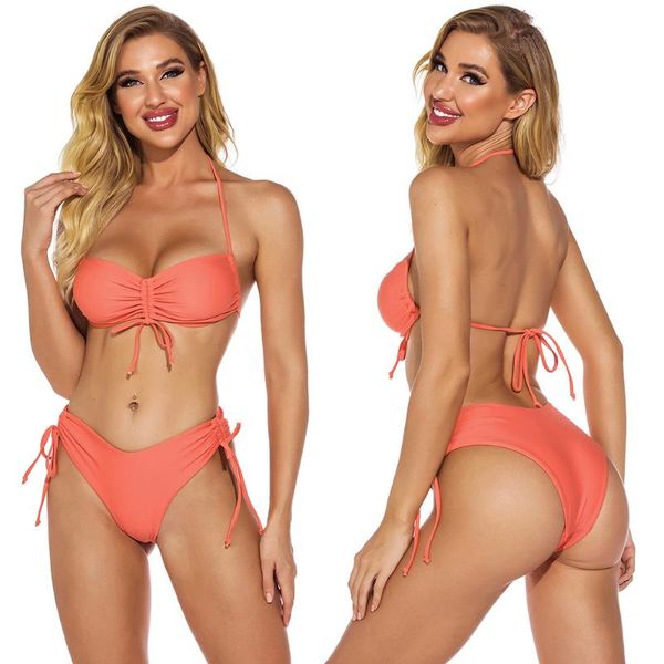women's swimwear pure color pink bikini 2021 summer swimsuit women push up tankini bathing suit with strap ropa mujer, White;black
women's swimwear pure color pink bikini 2021 summer swimsuit women push up tankini bathing suit with strap ropa mujer, White;black