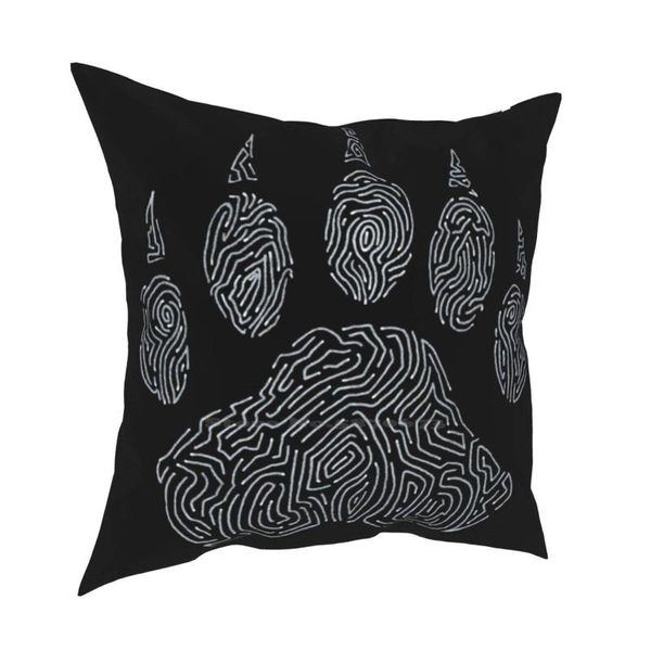 pillow case bear cover hug pillowcase footprint black white animal claw wild forest